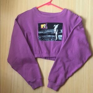 MTV purple long sleeve crop top